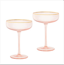 Load image into Gallery viewer, Cristina Re  Coupe Glasses Rose Crystal Set Of 2
