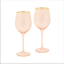 Load image into Gallery viewer, Cristina Re Wine Glasses Rose Crystal Set Of 2
