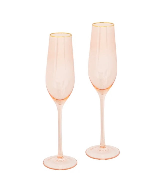 Cristina Re Champagne Flute Rose Crystal Set of 2