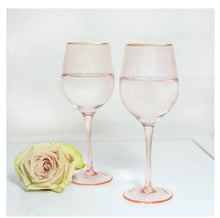 Load image into Gallery viewer, Cristina Re Wine Glasses Rose Crystal Set Of 2
